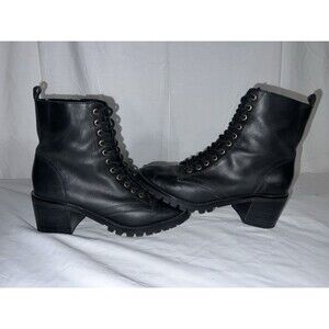 Crown vintage Beladia boots women black combat Lace-up zip closure. Size 7.5